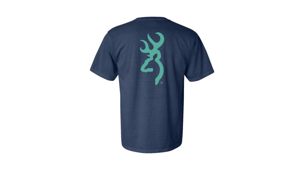Mens Graphic Pigment Solid Buckmark Short Sleeve T-Shirt, Midnight