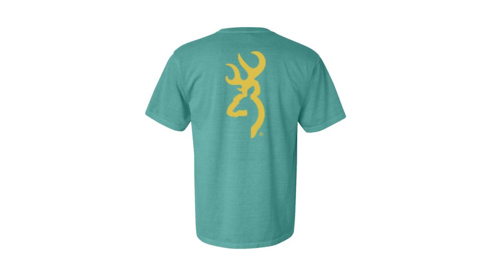 Mens Graphic Pigment Solid Buckmark Short Sleeve T-Shirt, Seafoam