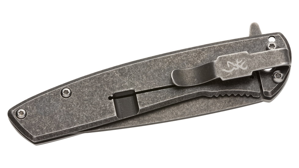 Browning Nine Mile 3in Folding Knife, Drop Point, D2 Tool Steel Blade, Wood Handle, Black, 3220471