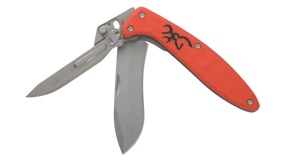 Browning Primal 2 Blade Folding Knife, 2.75in, HRC 50-55/HRC 55-59, Drop Point/Scalpel, Composite Handle, N, 3220462