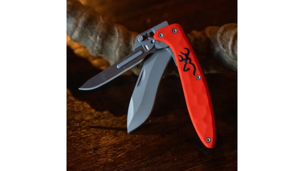 Browning Primal 2 Blade Folding Knife, 2.75in, HRC 50-55/HRC 55-59, Drop Point/Scalpel, Composite Handle, N, 3220462