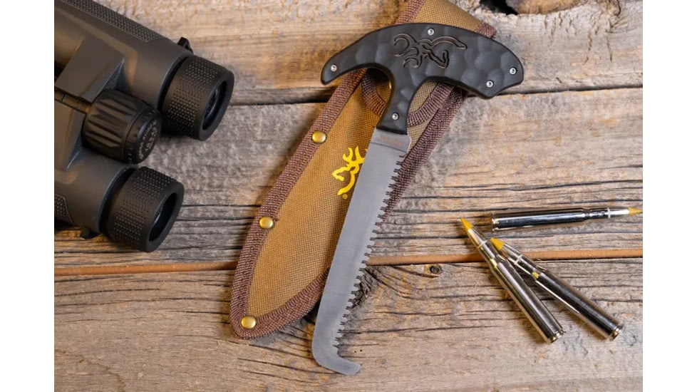 Browning Primal Bone Saw, 5.25in, 8Cr13MoV, Polymer/Rubber Handle, Black, 3220425