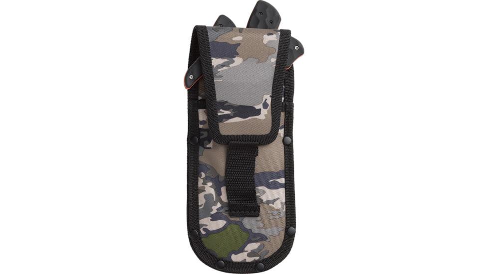 Browning Primal Series Combo, Black SS Blade, 8in Caping w/ 3.5in Blade, 8.75in Skinner w/ 3.75in Blade, 7.75in Saw w/ 5.25in Blade, Black/Orange TPR Handle, Nylon Sheath, 3220443B