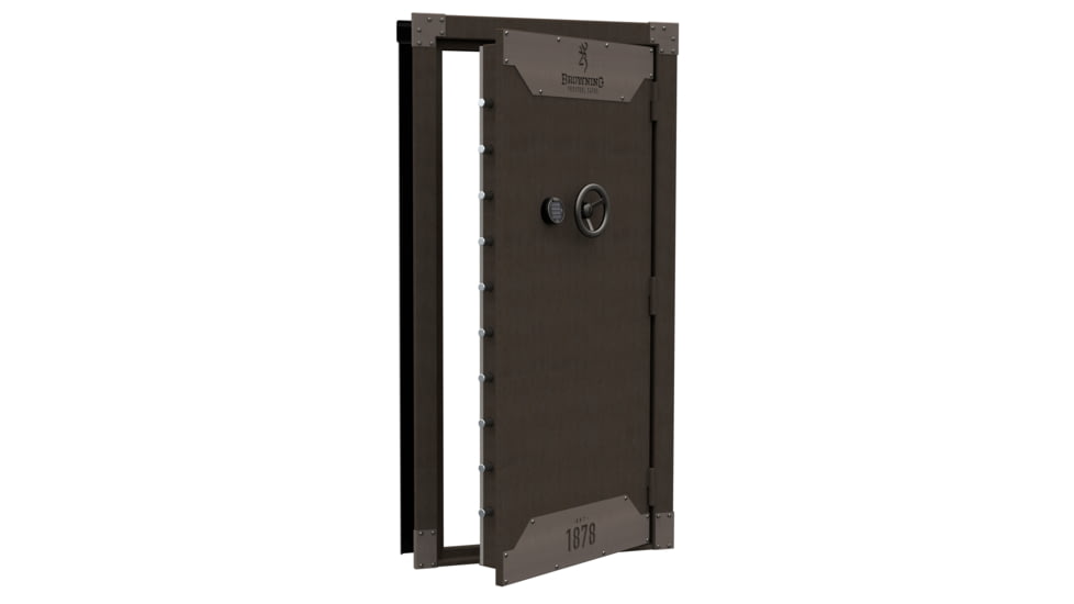 Browning Safes 1878 CLAM Out Swing Vault Door, Metal Glaze, Cast Iron Wheel, Stained Steel, 1601100339