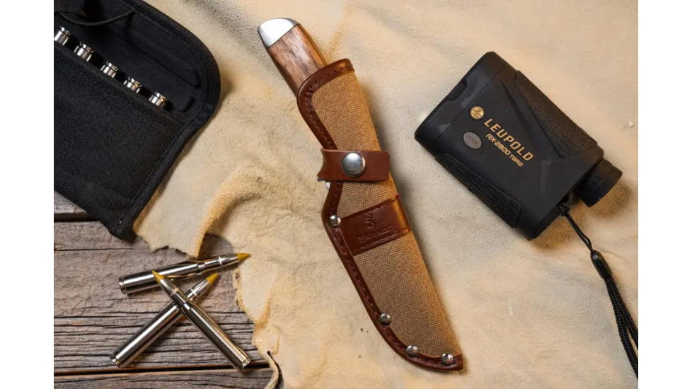 Browning Sage Creek Fixed Blade Knife - Box, 4.5in, 9Cr14MoV, Clip Point, Wood Handle, Canvas, 3220537B