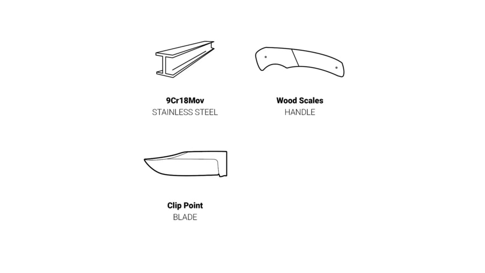 Browning Sage Creek Fixed Blade Knife - Box, 4.5in, 9Cr14MoV, Clip Point, Wood Handle, Canvas, 3220537B