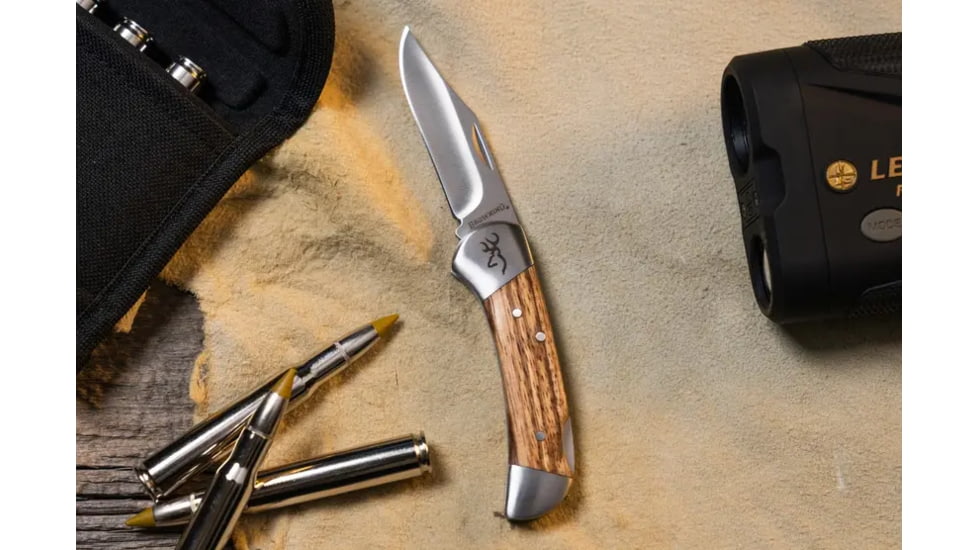 Browning Sage Creek Lockback Folding Knife, 2.5in, 9Cr14MoV, Clip Point, Wood Handle, N, 3220531B