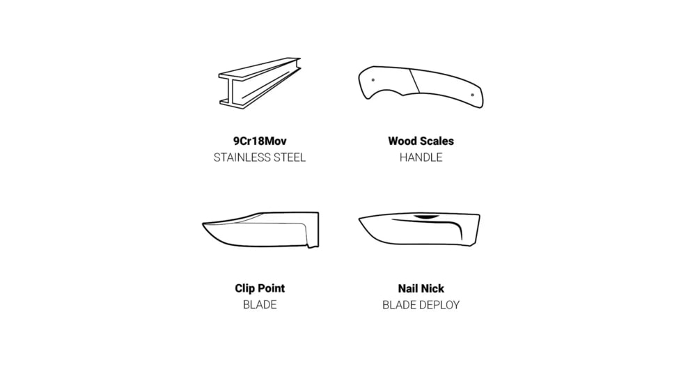 Browning Sage Creek Lockback Folding Knife, 2.5in, 9Cr14MoV, Clip Point, Wood Handle, N, 3220531B