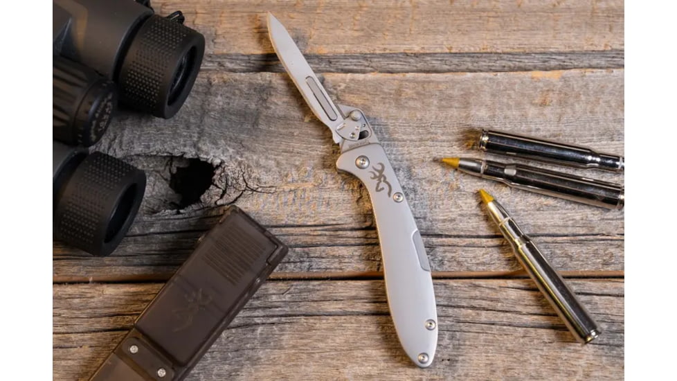 Browning Scalpel Linerlock Folding Knife, 2.75in, Scalpel, Stainless Steel Handle, N, 3220463B