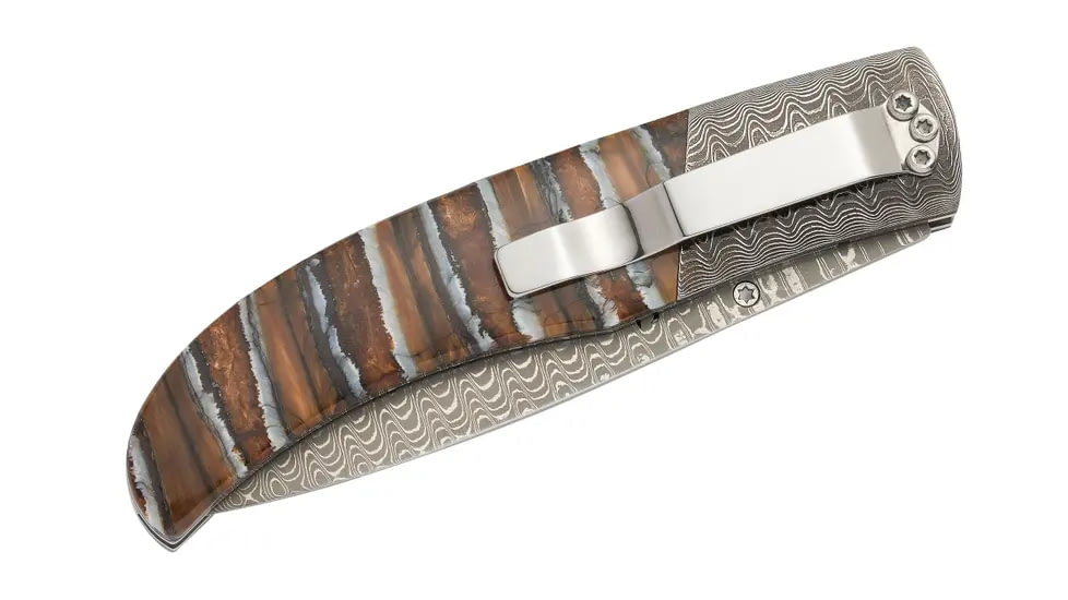 Browning Storm Front Folding Knife, 3in, Damascus, Drop Point, Mammoth Tooth Handle, N, 3220242