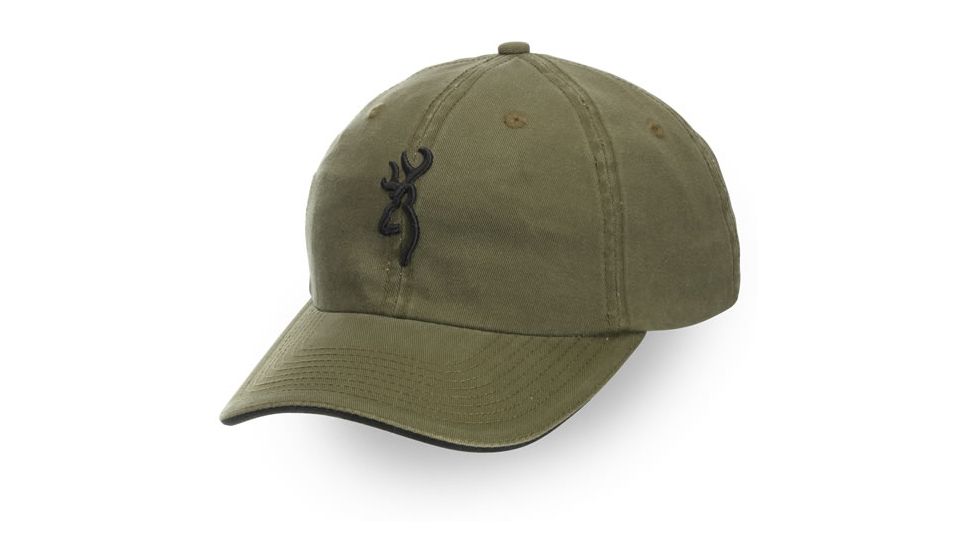Browning Twill Cap with 3-D Buckmark and Pipe Brim, Olive/Black, 308304641