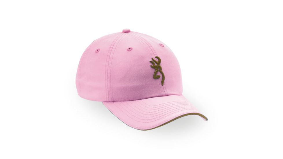 Browning Twill Cap with 3-D Buckmark and Pipe Brim, Pink, Adult cap adjustable fit 308304211