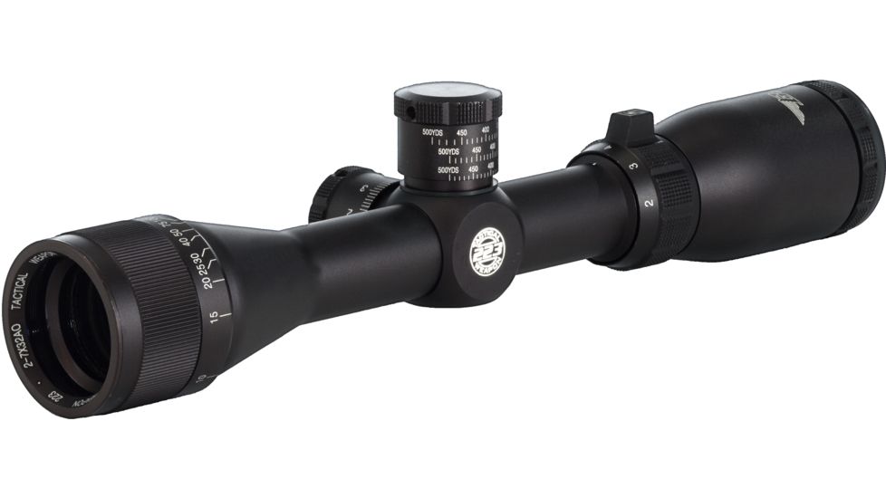 BSA Optics 2-7x32mm Tactical Weapon 223 Rifle Scope w/ Mil-Dot Reticle, 2 Multi-Grain Turret Caps TW223-27X32CP