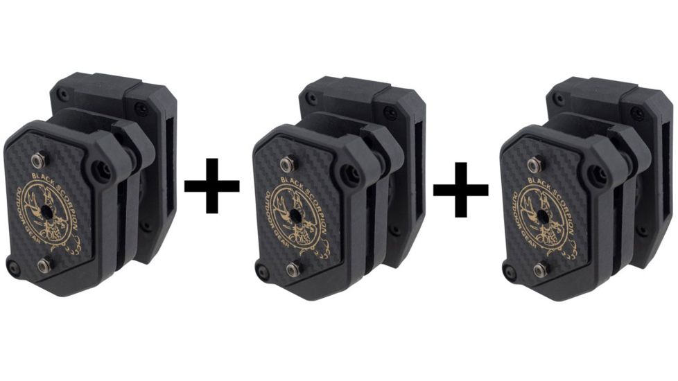 Black Scorpion Outdoor Gear IPSC / USPSA Black Scorpion Storm I Pistol Magazine Pouches , 3 Pouches, Race Purchase, Black, Standard, C005-5555-MPBK