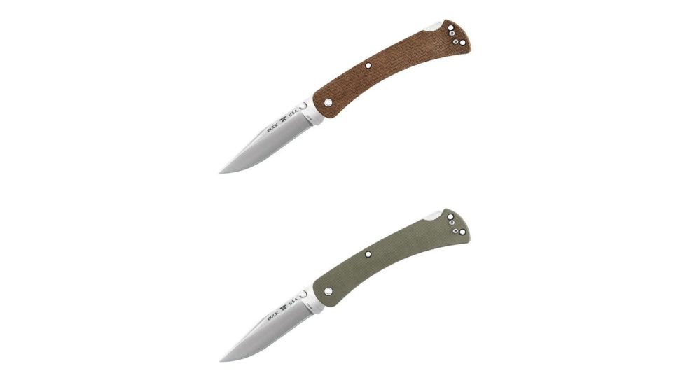 Buck Knives 110 Slim Pro 3.75in Folding Knife, Brown, Olive Drab Green