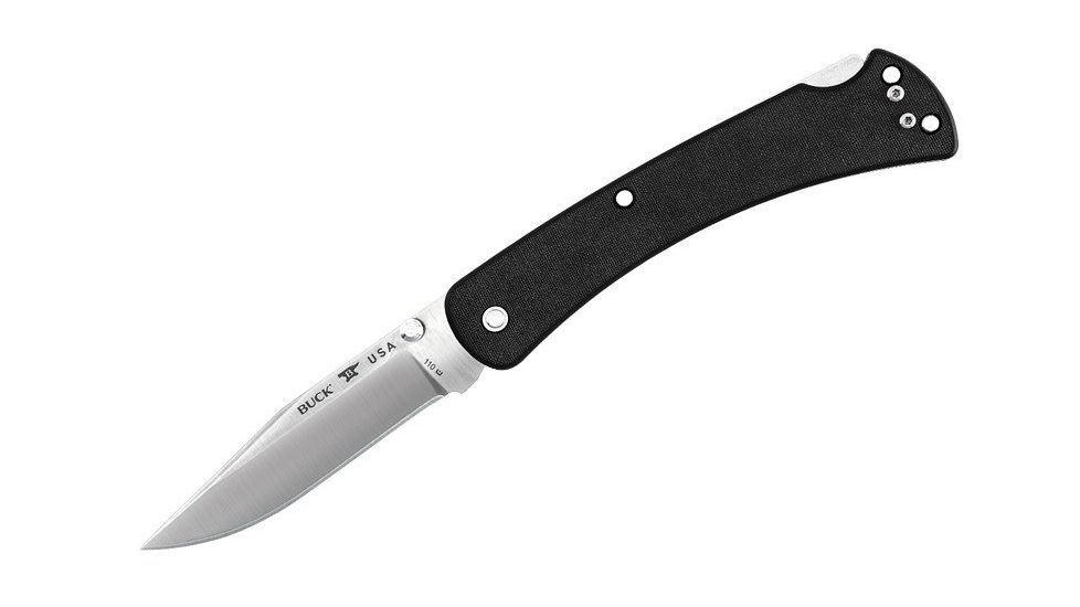 Buck Knives 110 Slim Pro Folding Knife, 3.75in, S30V Vanadium, Black Micarta/G10 Handle 0110BKS4