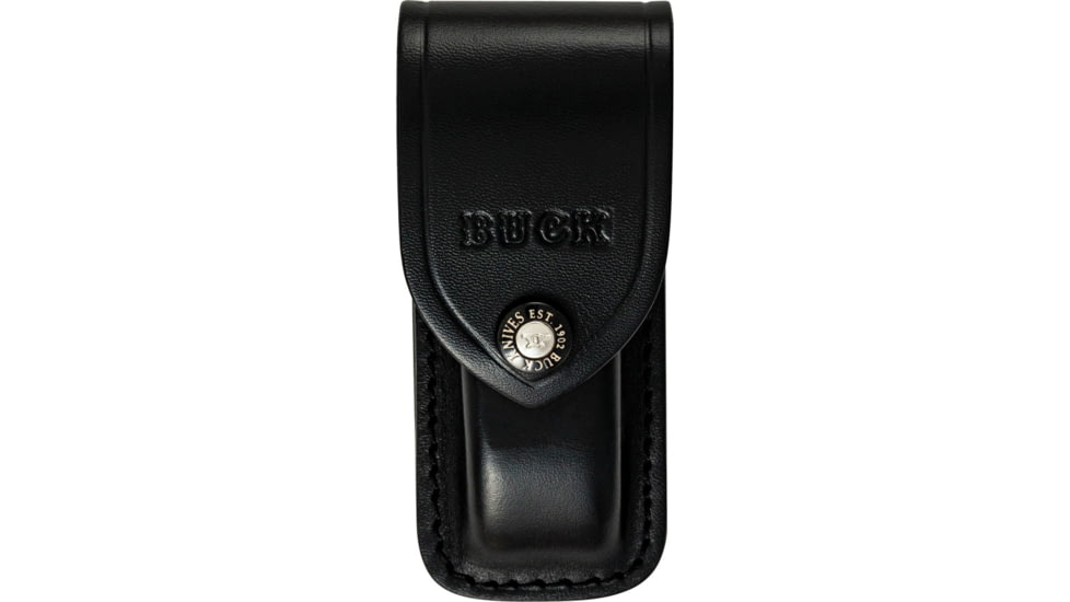 Buck Knives 112 Ranger Tribute Folding Knife, 4.25in Closed, 3in, 440C, Satin Clip Point Blade, Black Micarta Handle, Leather Sheath, 13311