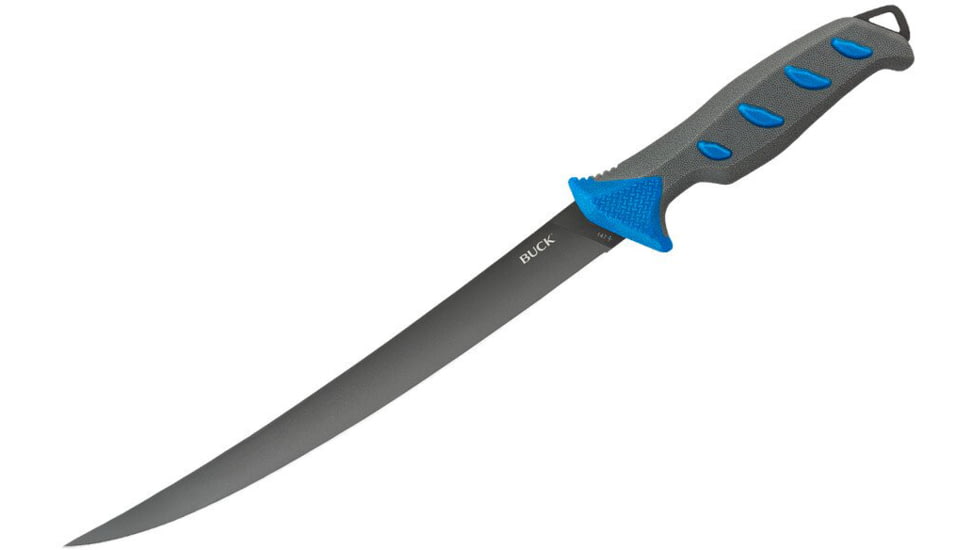Buck Knives 147 Hookset Fixed Blade Knives, 9in, 5Cr15MoV Steel, Straight, Fillet Shape, Blue/Gray Saltwater, Nylon Handle, 0147BLSB/13275