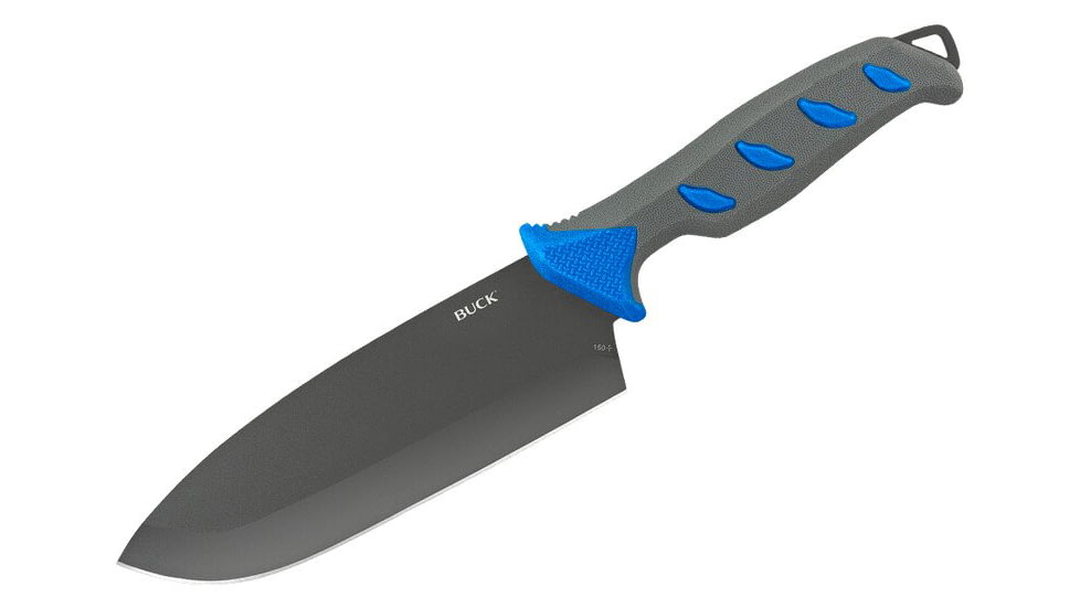 Buck Knives 150 Hookset Fixed Blade Knives, 6.35in, 5Cr15MoV Steel, Straight, Cleaver Shape, Blue/Gray Saltwater, Nylon Handle, 0150BLSB/13281