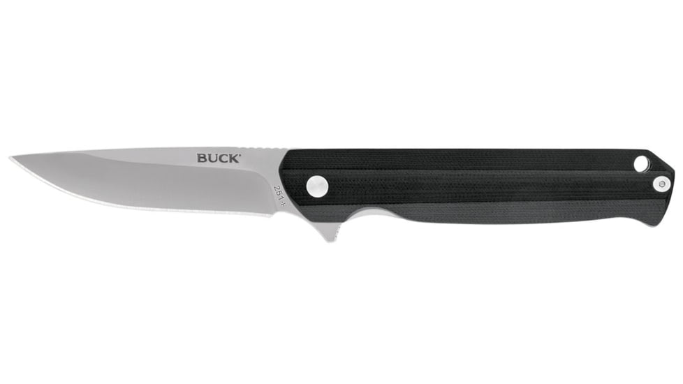 Buck Knives 251 Langford Knife, 3.375in, 7Cr Stainless Steel, Straight, G10, Satin, Black, 0251BKSB/13042