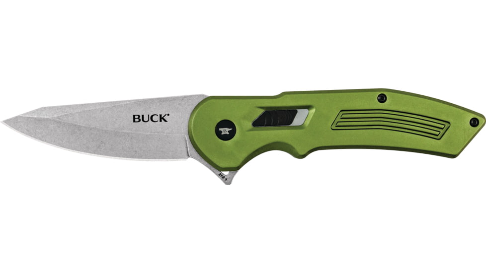 Buck Knives 261 Hexam Assisted Opening Folding Knife, 3.33 in, 7Cr Stainless Steel, Drop Point, Straight, Satin, Aluminum, OD Green, 0262ODSB/13239