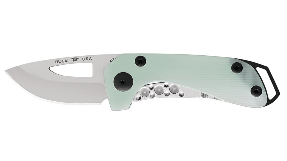 Buck Knives 417 Budgie Knife, 2in, S35VN Stainless Steel, Straight, G10, Satin, Green, 0417GRSB/13019