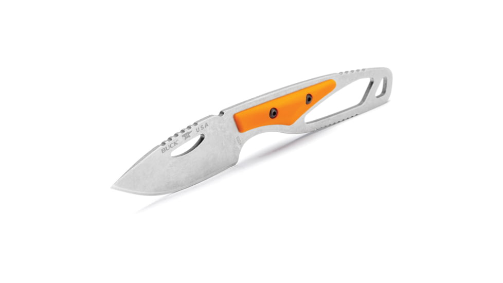 Buck Knives 630 Paklite 2.0 Hide Fixed Blade Knife, 6.75in Overall, 2.75in, Stonewash 420HC Stainless Steel Blade, Drop Point Blade, Orange GFN Handle, Black Polypropylene Belt Sheath, 13499