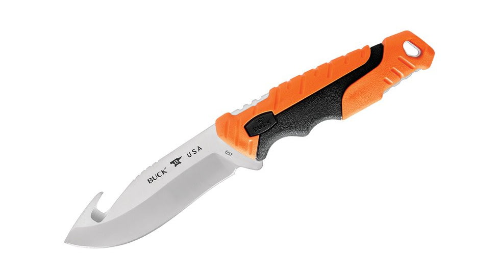 Buck Knives 657 Pursuit Pro Large Knife, 4.5in S35VN Guthook Satin Blade, Versaflex Orange/Black Handle, 0657ORG