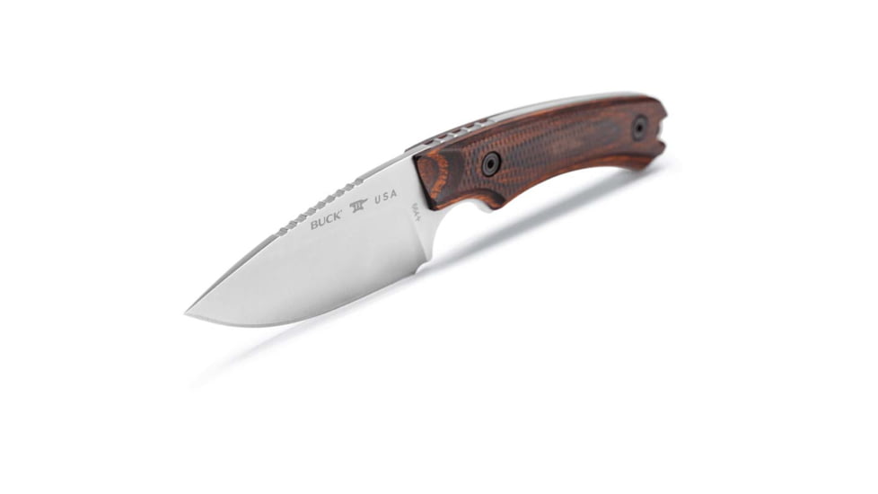 Buck Knives Alpha Hunter Walnut Knife, 8.13in Overall, 3.63in, S35VN, Satin Drop Point Blade, Checkered Walnut Handle, Leather Sheath, 13466