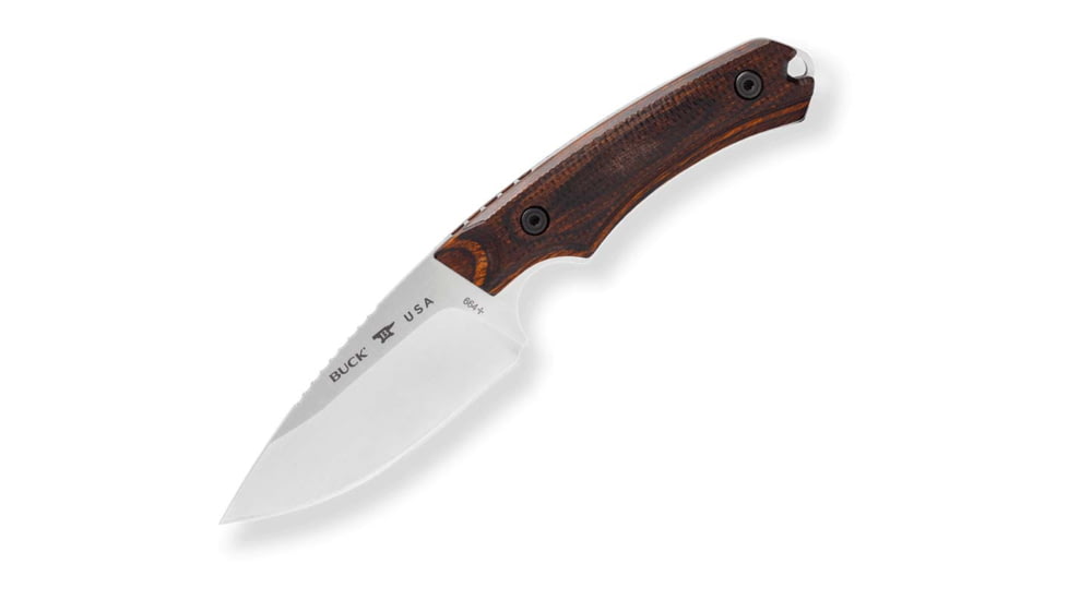 Buck Knives 664 Alpha Hunter Pro Walnut Knife, 8.13in Overall, 3.63in, S35VN, Satin Drop Point Blade, Checkered Walnut Handle, Leather Sheath, 13466