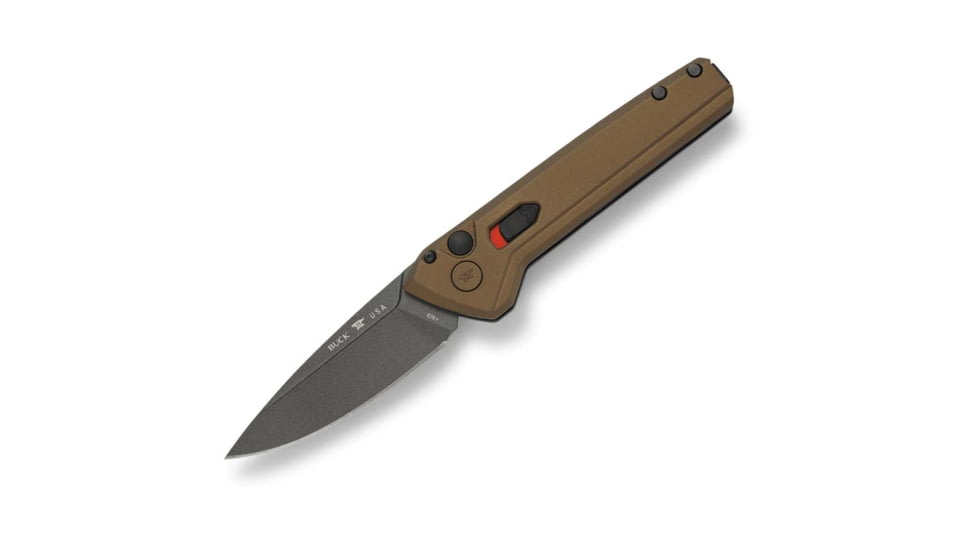 Buck Knives Auto Deploy Button Lock Automatic Folding Knife, 3.25 in, 154CM Stainless Steel, Bronze Handle, 0838BRS1B/13443