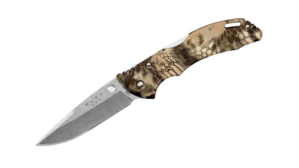 Buck Knives Bantam BLW Folding Knife, 3.13 in, 420HC Stainless Steel, Drop Point, Injection Molded, Kryptek Highlander Camo, 0285CMS26