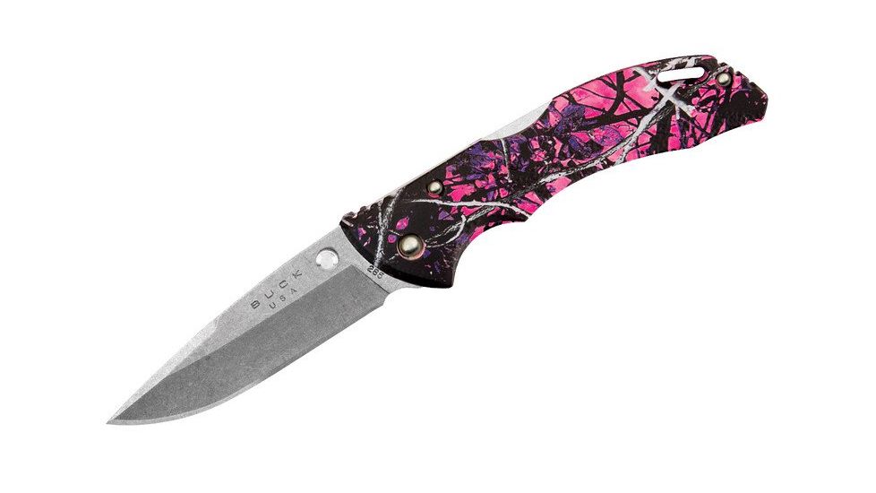 Buck Knives Bantam BLW Folding Knife, 3.13 in, 420HC Stainless Steel, Drop Point, Injection Molded, Muddy Girl Camo, 0285CMS31