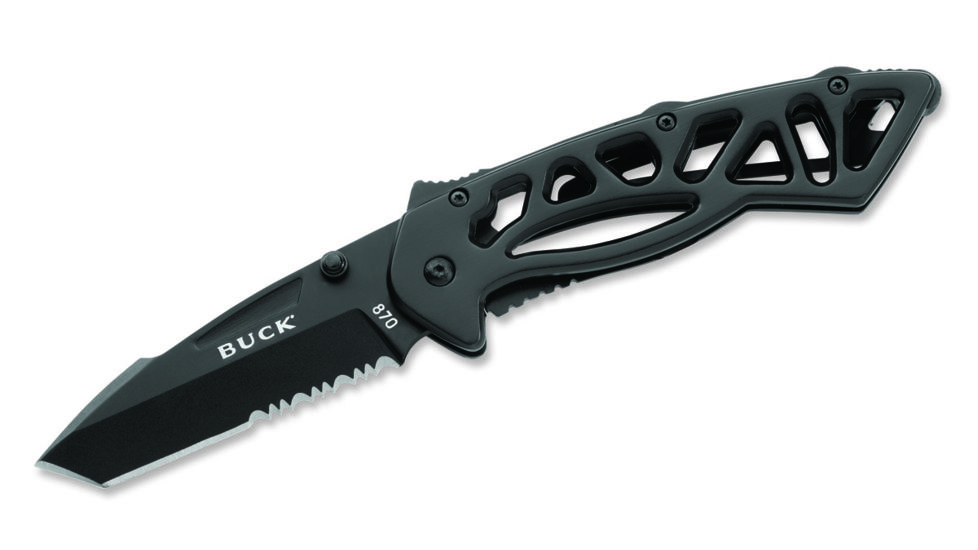 Buck Knives Bones Large Folding Knife, 3 in, 420HC, Tanto, Stainless Steel, Black, 0870BKXB/3595
