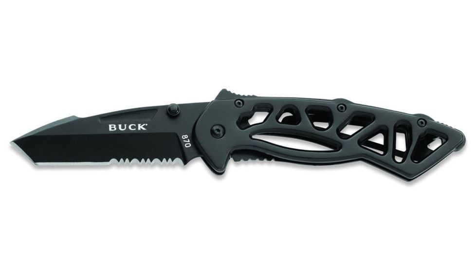 Buck Knives Bones Large Folding Knife, 3 in, 420HC, Tanto, Stainless Steel, Black, 0870BKXB/3595