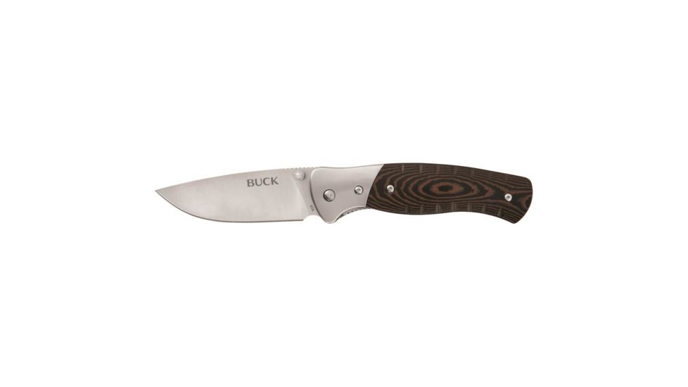 Buck Knives Buck Selkirk Small Folding Knife, 3.25 in, 420HC, Drop Point Blade, CNC contoured Micarta with steel bolster, Brown/Black Handle, 0835BRSB/10682