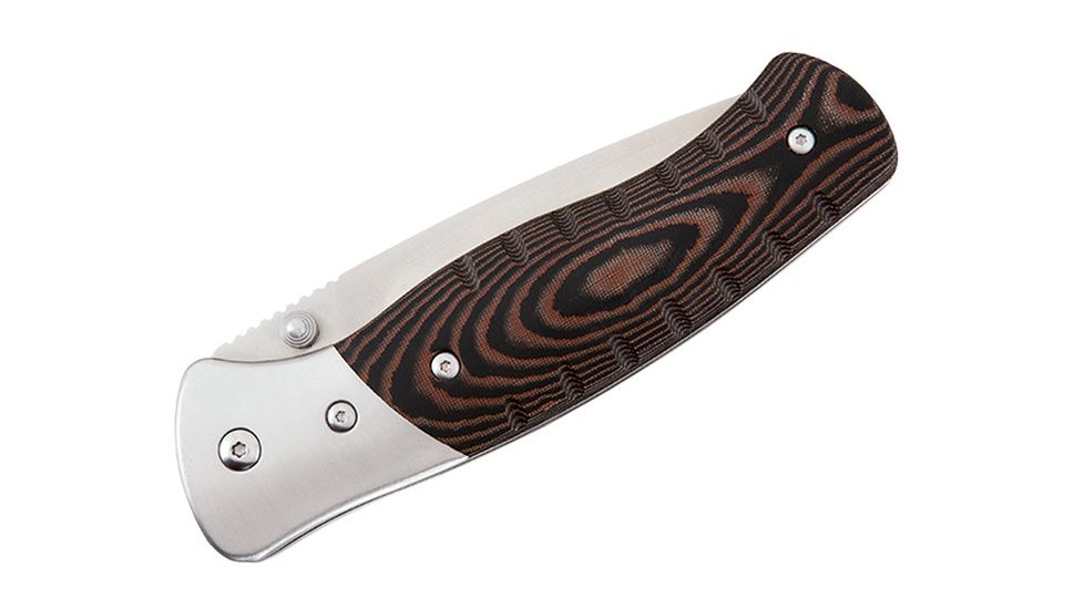 Buck Knives Selkirk Folding Knife, 3.88 in, 420HC Stainless Steel, Drop Point Blade, CNC contoured Micarta, Brown/Black Handle, 0836BRSB/10678