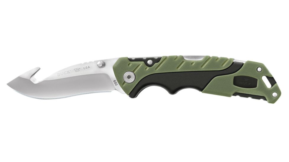 Buck Knives Pursuit Guthook Folding Knife, Green/Black Handle, Large 0660GRG