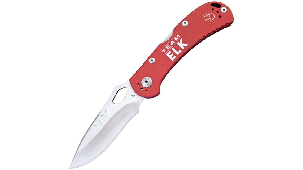 Buck Knives Spitfire Red RMEF Folding Knife,3.25in,420HC Steel,Drop Point,Satin,Red,Aluminum Handle BU722RDSRMEF