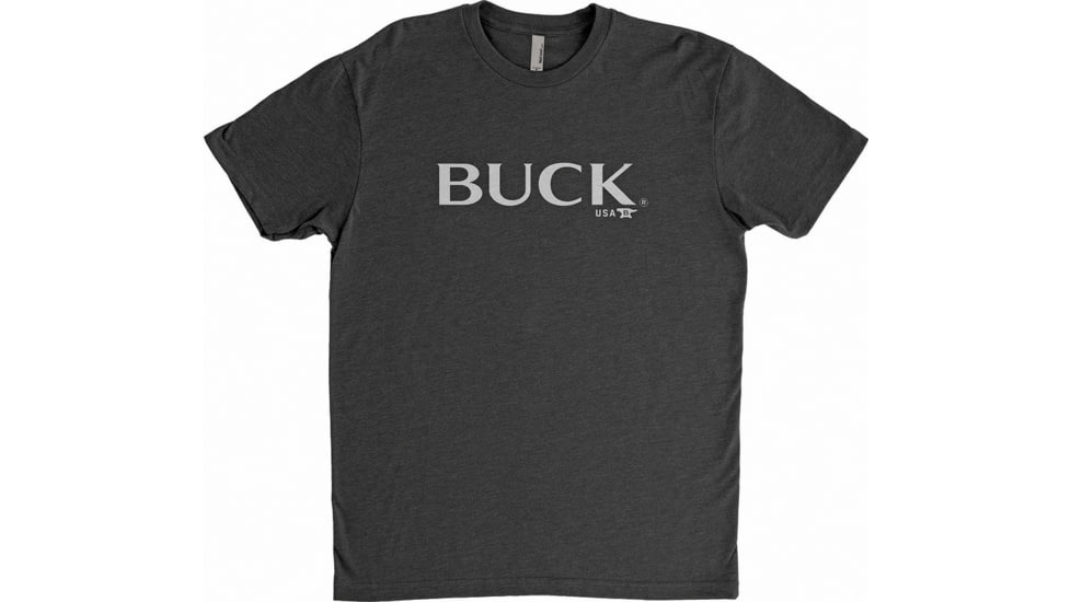 Buck Knives T-Shirt with Logo - Mens, Gray, Large, 12387