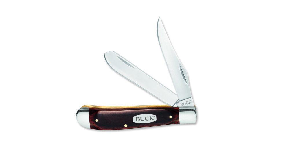 Buck Knives Trapper Folding Knife, 2.625 in, Wood Handle, Woodgrain, w/ Nickel Silver Bolsters, 0382BRSB/5840