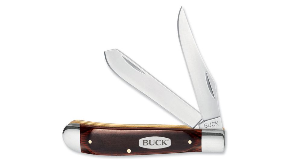 Buck Knives Trapper Folding Knife, 2.625 in, Wood Handle, Woodgrain, w/ Nickel Silver Bolsters, 0382BRSB/5840
