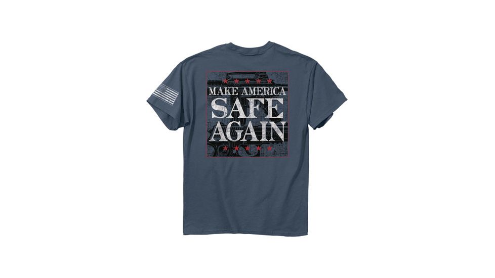 Buck Wear T-shirt ''america Safe Again'' S-sleeve Slate Lrg
