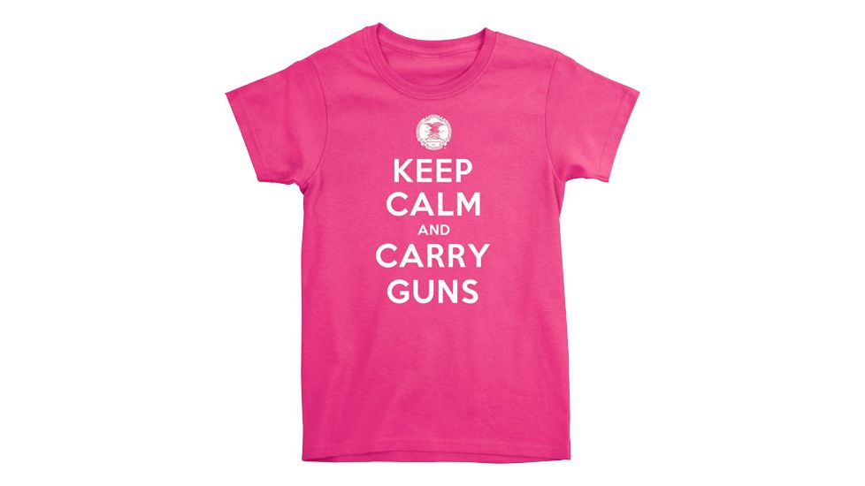 Buck Wear T-shirt Ladies Nra ''keep Calm'' S-sleeve Pink Med