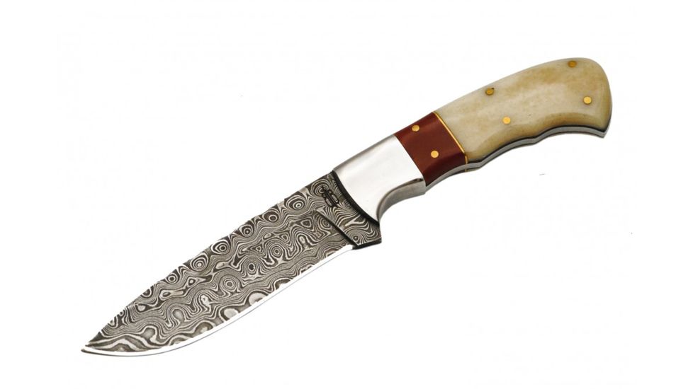 BucknBear Red Fixed Knife Hunter, Silver Blade, NSN N BNB02129