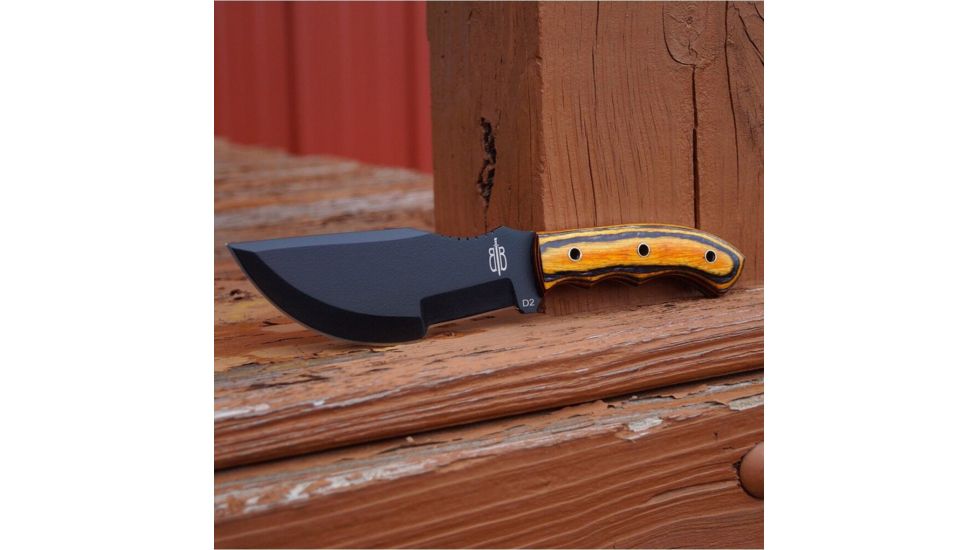 BucknBear Tactical Bushcraft Tracker with Maple Burl Handle, Black/ Orange, BNB2322BBT