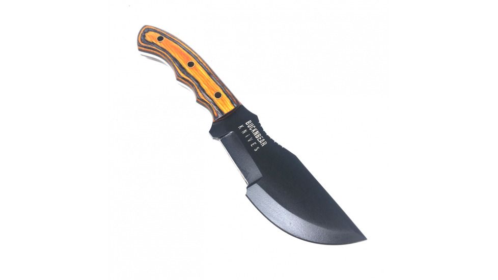 BucknBear Tactical Bushcraft Tracker with Maple Burl Handle, Black/ Orange, BNB2322BBT