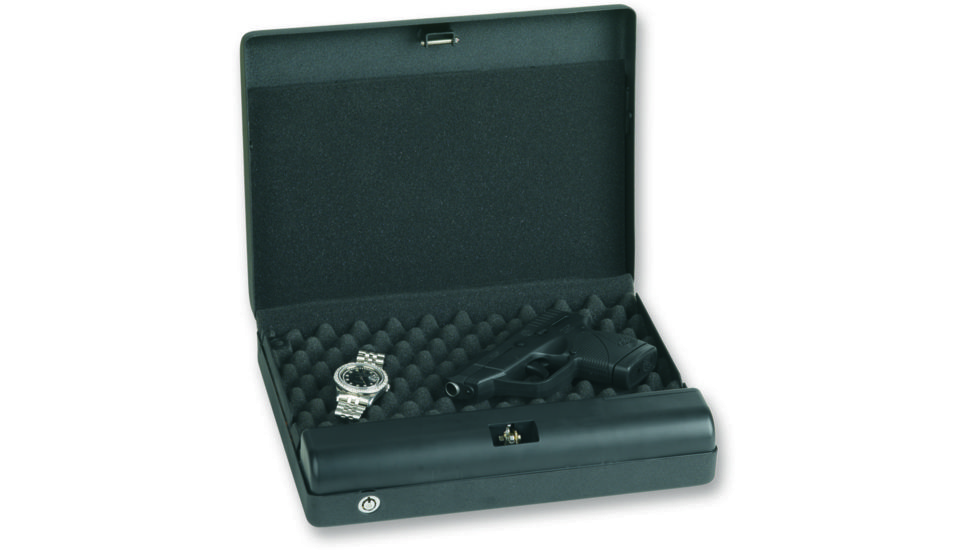 Bulldog Cases &amp; Vaults 9.2x12.75x3.5 Deluxe Top Load Pistol Vault w/ Digital Lock, Light, and Security Cable - Black BD1200