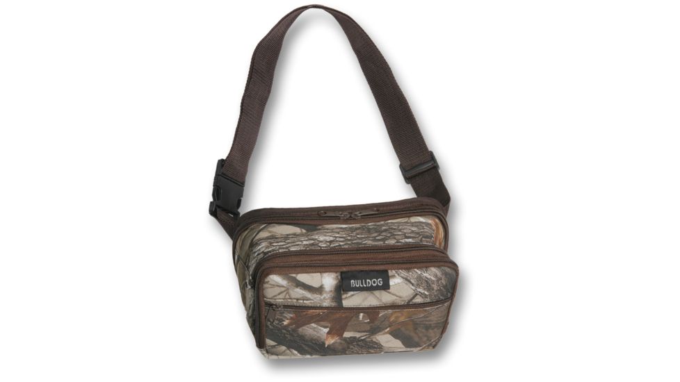 Bulldog Cases &amp; Vaults Fanny Pack Holster - 3D Camo with Brown Trim, Large BD871