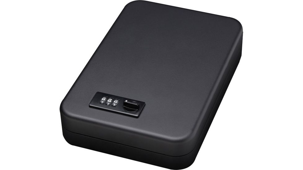 Bulldog Cases &amp; Vaults Personal safe w/ STEEL combination lock &amp; security cable - Blk, Exterior Size 9.5in. x 6.5in. x 2in. BD1126